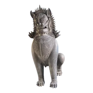 Early 20th Century Monumental Blued Bronze Khmer-Style Male Temple Guardian Statue