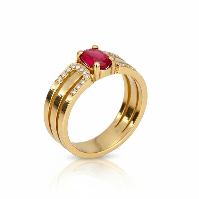 Split Shank oval ruby engagement silver, gold ring. Vintage Style Oval ruby Ring. Minimalist Luxury Pinky Ring. Vintage...