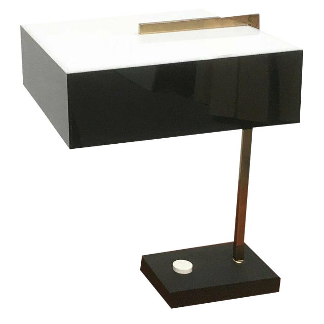 Mid-Century Minimalist Acryl and Brass Table Lamp, 1960s For Sale