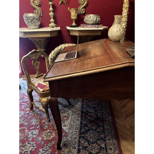 Antique French Writing Desk in Oak with Cabriole Legs, 1800s For Sale - Image 3 of 15