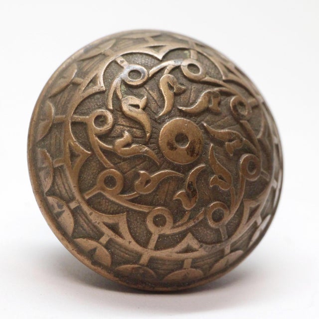 Early 20th Century Antique Norwalk Brass Passage Door Knobs For Sale - Image 5 of 7