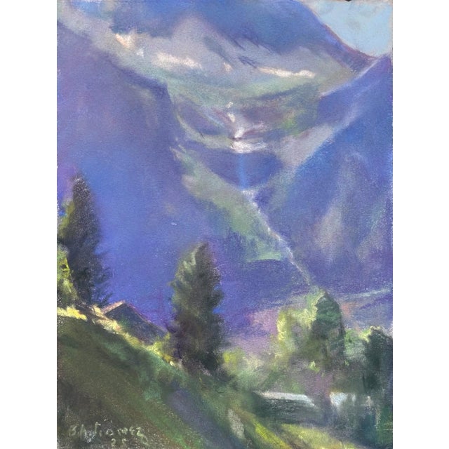 View into Telluride by Bruce A Gómez | Pastel Landscape of mountains and valley in Telluride For Sale