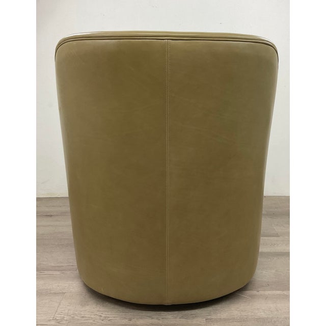 Theodore Alexander Modern Light Bronze Leather Edric Swivel Chair For Sale In Atlanta - Image 6 of 6