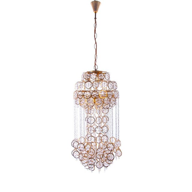 Cascading 28 Chandelier Swarovski Crystal and Gilt Brass by Kurt Faustig, Munich, 1970s For Sale - Image 4 of 14