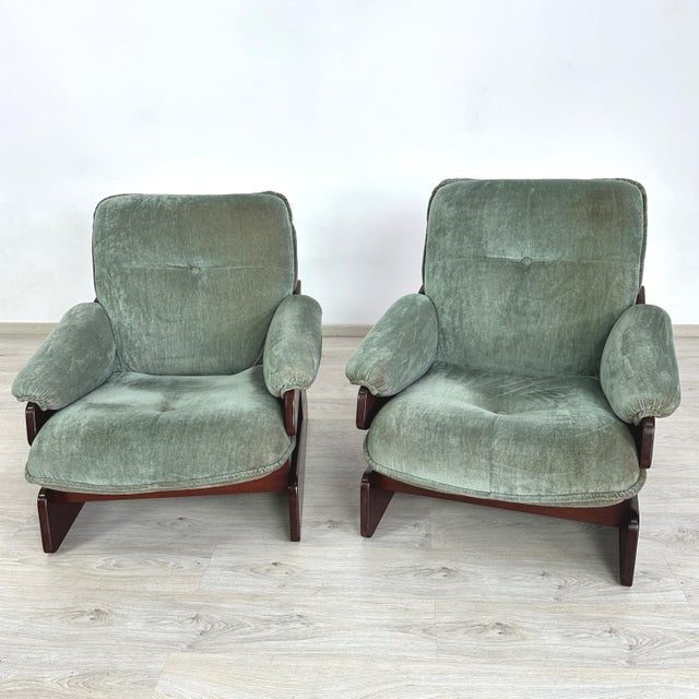 Italian Italian Lounge Chairs - A Pair For Sale - Image 3 of 9