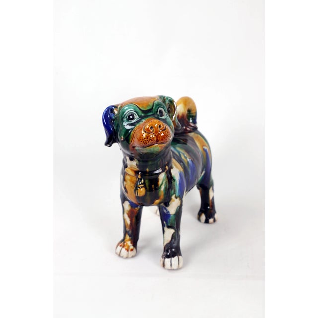 Early 20th Century Antique Multi-Colored Fu Dog Sculpture For Sale - Image 9 of 9