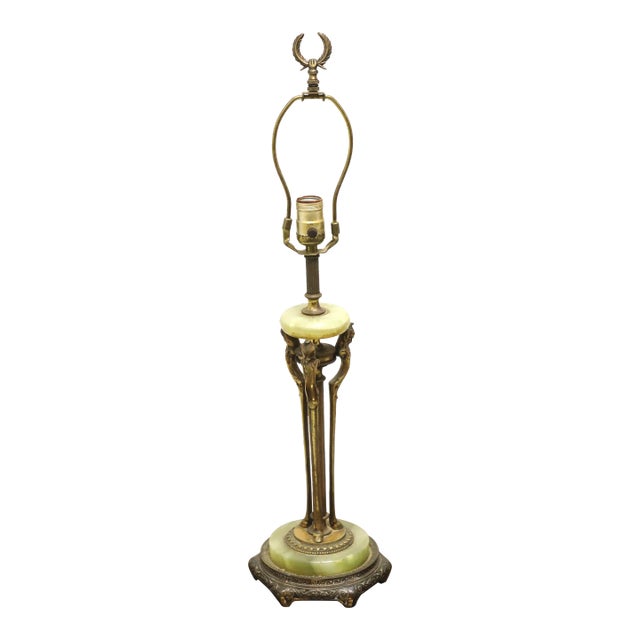 Antique 1920's Bronze & Marble Art Deco Table Lamp For Sale