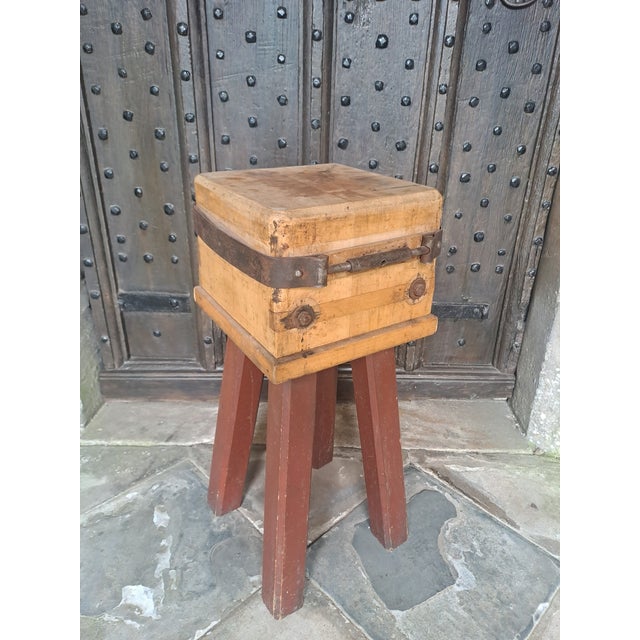 1900 - 1909 Antique Continental Beech Butchers Block, 1900 For Sale - Image 5 of 5