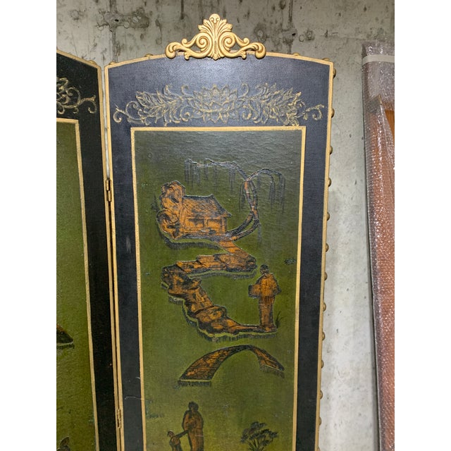 Early 20th Century Antique Chinese Three-Panel Folding Screen/Room Divider For Sale - Image 5 of 8