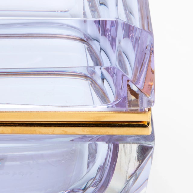 Hand Blown Murano Box in Alexanderite With Edges and Brass Fittings For Sale - Image 11 of 11