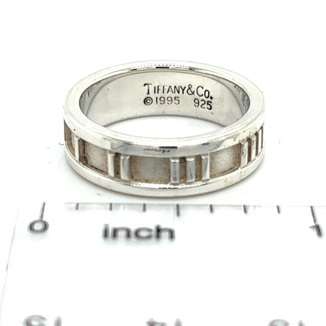 Traditional 1990s Authentic Tiffany & Co Estate Atlas Ring Size 6.5 Silver 6 mm For Sale - Image 3 of 6