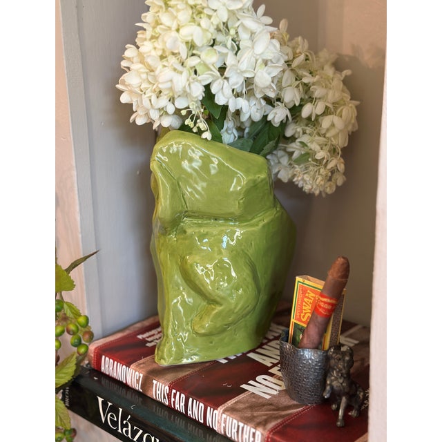 Mid-Century Modern Marni for Serax "After Midnight" Glazed Ceramic Green Owl Vase For Sale - Image 3 of 4
