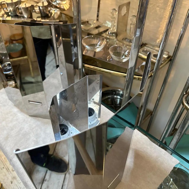 Italian A Pair of 1980s Modern Steel Italian Ambient Light Wall Sconces For Sale - Image 3 of 11