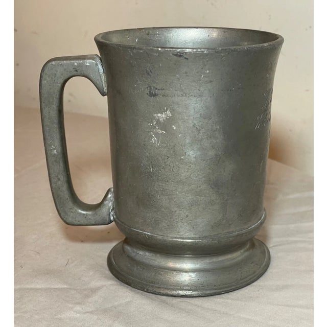 Up for sale is a rare antique 18th century handmade pewter pint beer mug. This barrel shaped mug is made out of thick...