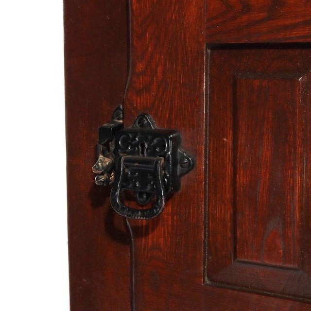 Wood Antique Oak Raised Panel Ice Box Circa 1900 For Sale - Image 7 of 11