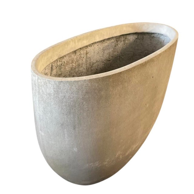 Mid-Century Modern Large Mid-Century Modern Style Oval Concrete-Resin Planter For Sale - Image 3 of 7