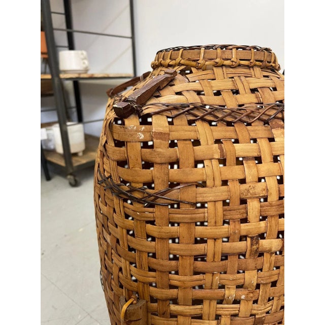 Wood 1970s Vintage Rattan Woven Basket For Sale - Image 7 of 9