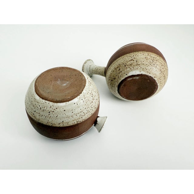 1970s Modernist Japanese Stoneware Creamer & Sugar Set For Sale - Image 9 of 9