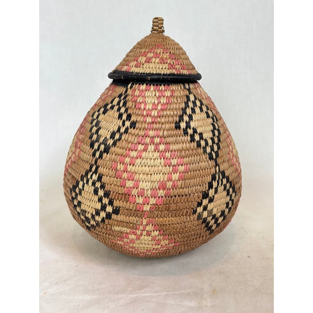 Mid 20th Century Mid 20th Century African Zulu Woven Basket With Lid For Sale - Image 5 of 8
