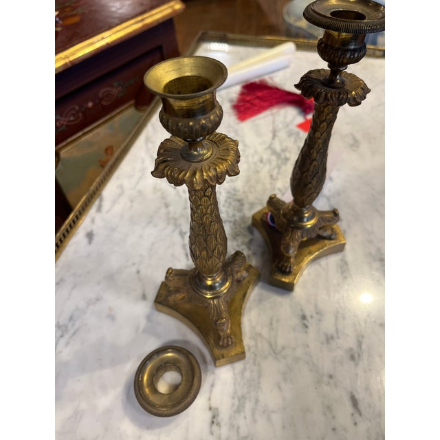19th Century French Empire Candlesticks- a Pair For Sale - Image 4 of 5