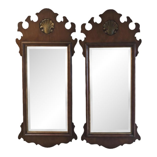 Pair of Henredon Warwick Chippendale Mahogany Wall Mirrors, Model 2402, Circa 1950s-1970s For Sale