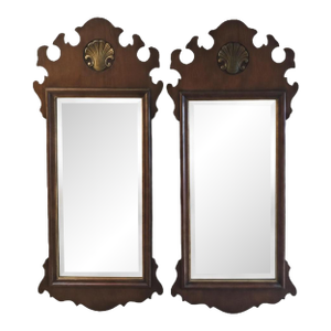 Pair of Henredon Warwick Chippendale Mahogany Wall Mirrors, Model 2402, Circa 1950s-1970s