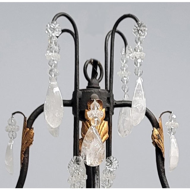 2020s 21st Century Iron Chandelier With Antique Gold Leaf Accents Adorned With Quartz Crystals by Mario Lighting Inc For Sale - Image 5 of 7