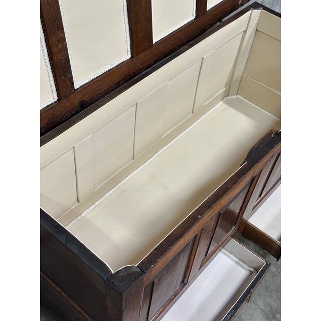 18th C English Oak Mule Chest George III Blanket Chest Paneled 54.5” For Sale - Image 10 of 18