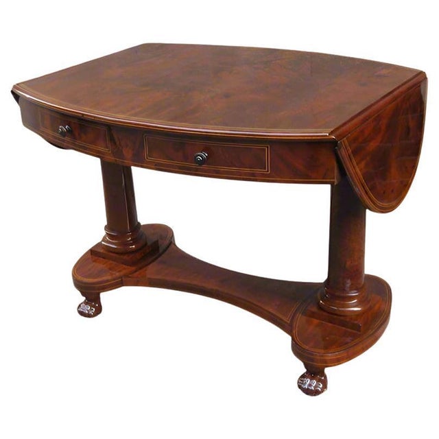 Early 19th Century Biedermeier Period Oval Library Table desk Germany For Sale - Image 14 of 18