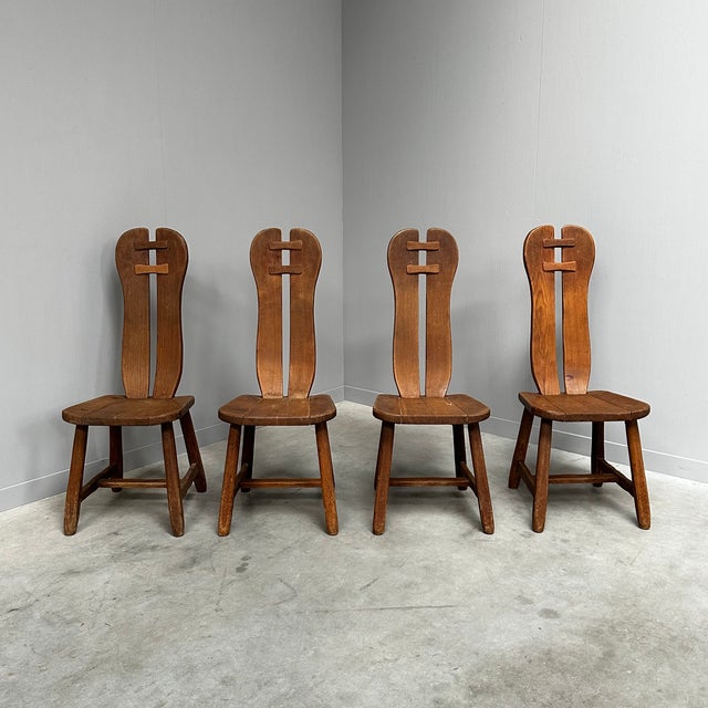 Mid-Century Modern Vintage Dining Chairs attributed to De Puydt, Belgium, 1960s, Set of 4 For Sale - Image 3 of 12