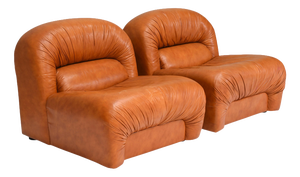 Vintage Lounge Chairs in Cognac Leather by Rossi di Albizzate, Italy, 1970s, Set of 2