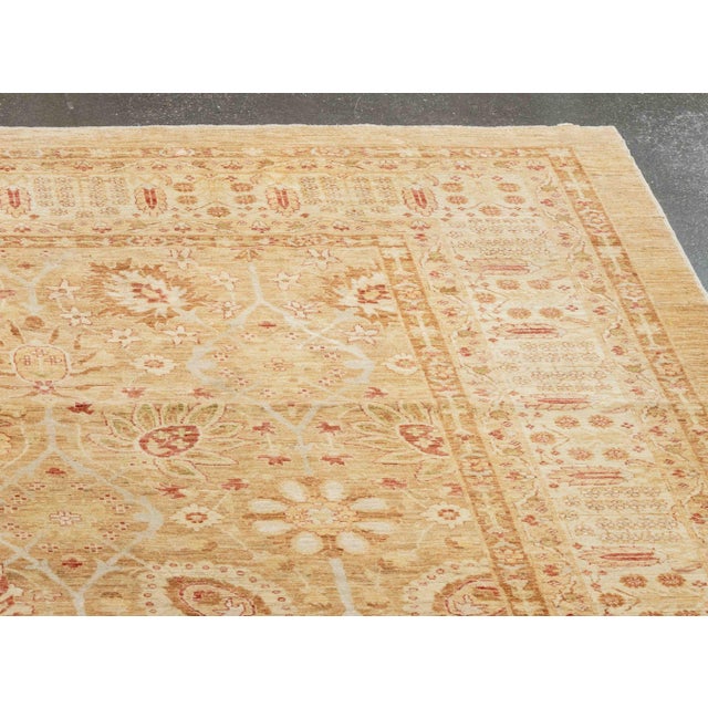 Afghan Tabriz Wool and Silk Carpet 17' 6" X 12' 7" For Sale In New York - Image 6 of 10