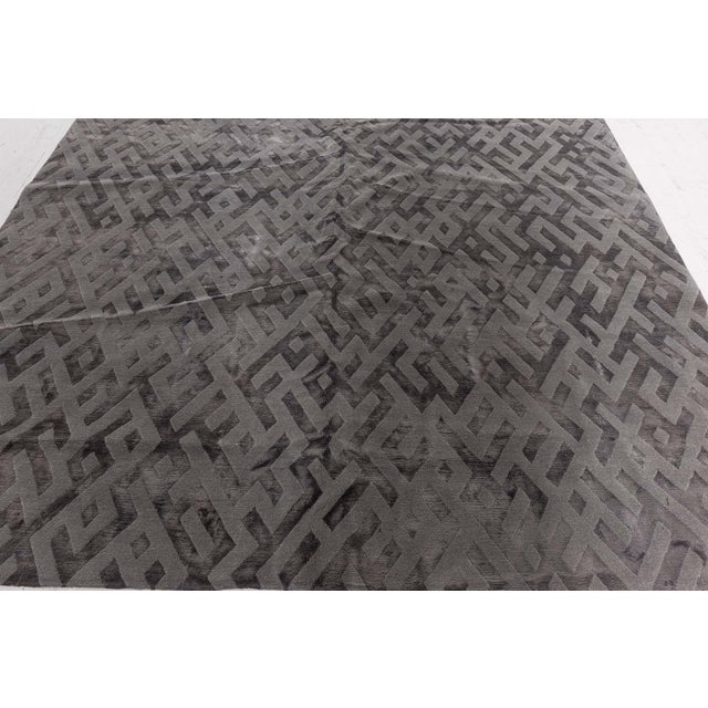 Abstract Geometric Modern Silk Tibetan Rug by Doris Leslie Blau For Sale - Image 4 of 9