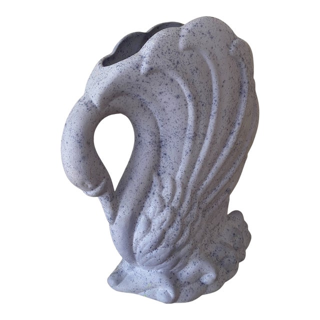 1990s Tall Swan Vase With Lavender Purple Speckle Textured Finish For Sale