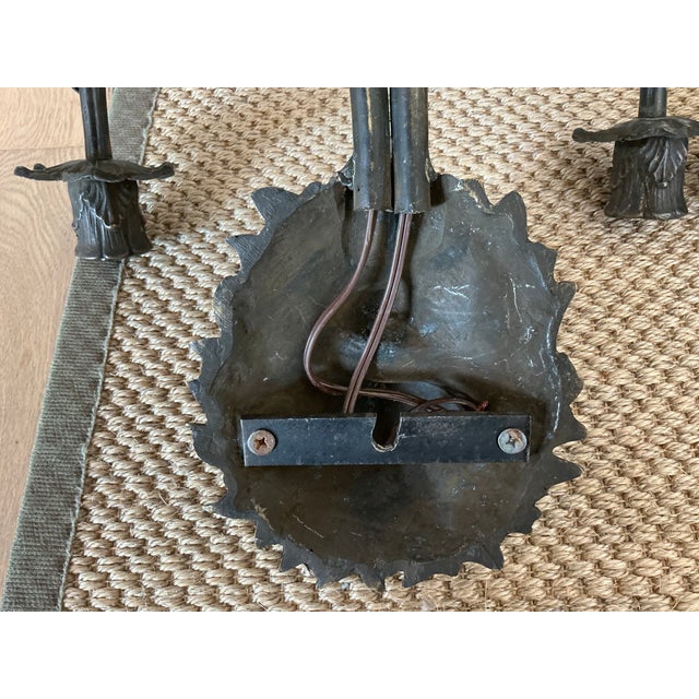 Dark Gray Antique Iron Lion's Head Sconces - A Pair For Sale - Image 8 of 9