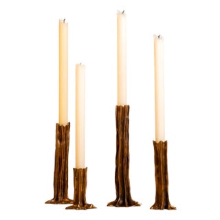 Dark Patina Arbor Candlesticks by Studio Palatin, Set of 4 For Sale