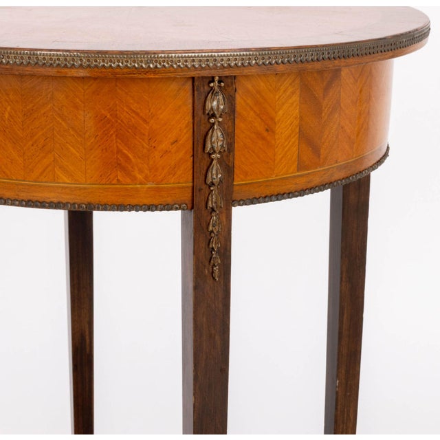 Wood Louis XVI Style Gilt Metal Mounted Parquetry Occasional Table For Sale - Image 7 of 8