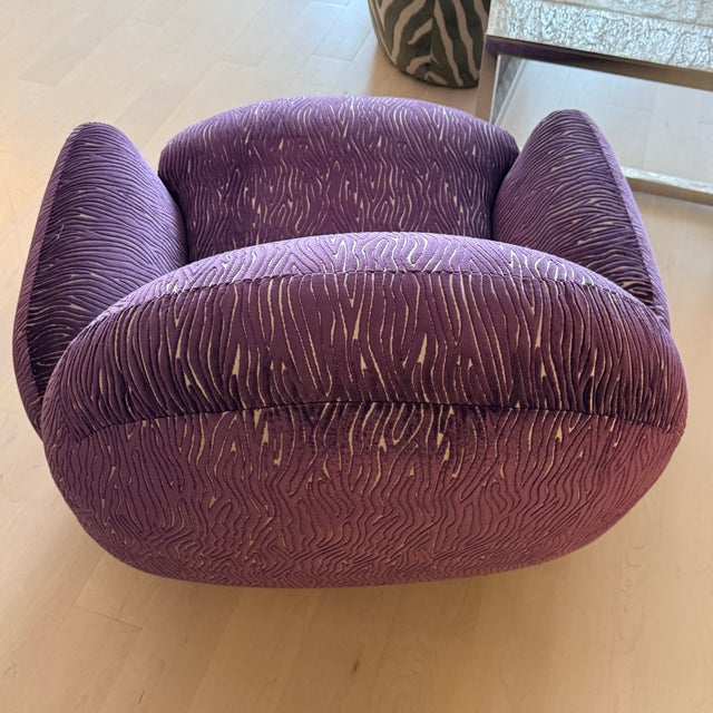 2020s Interlude Home Laurent Lounge Swivel Chair With Custom Kravet Fabric For Sale - Image 5 of 8