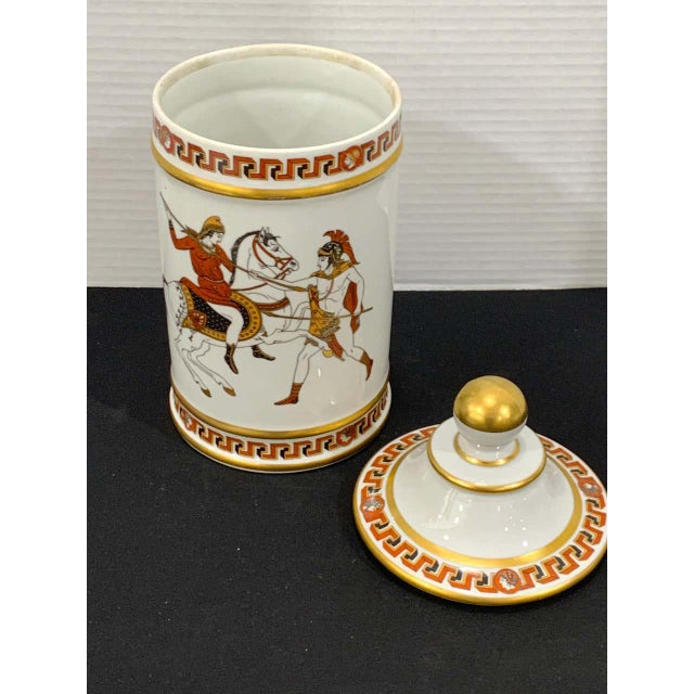 Ceramic Early 20th Century French Greek Revival Porcelain Apothecary Jar For Sale - Image 7 of 10