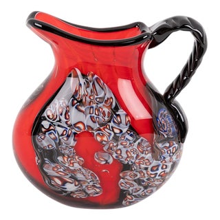 Vintage Italian Murano Glass Pitcher, 1980s For Sale