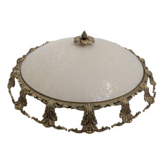 Antique Palace Ceiling Lamp in Glass and Brass, 1970 For Sale