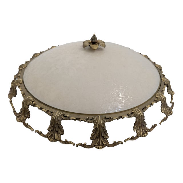 Antique Palace Ceiling Lamp in Glass and Brass, 1970 For Sale