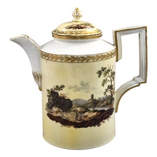 Thuringia Porcelain Coffee Pot with Landscapes from Limbach, 1780s For Sale