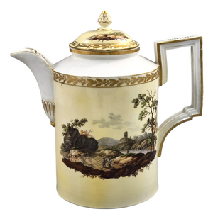Thuringia Porcelain Coffee Pot with Landscapes from Limbach, 1780s