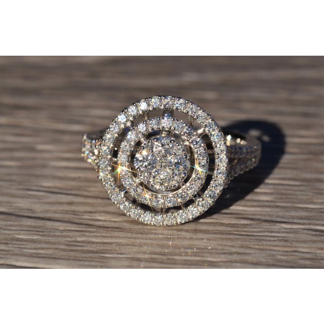 Metal The Bellatrix: Contemporary Double Halo Diamond Ring and Pendant Conversion Piece For Sale - Image 7 of 10