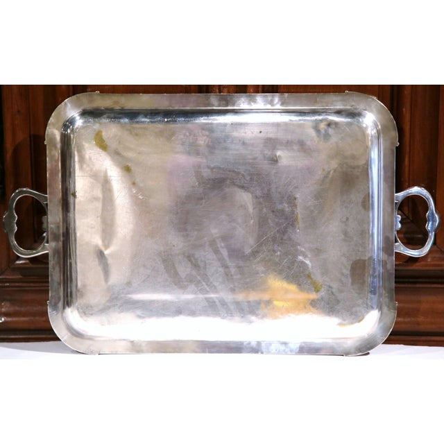 Sculpture Materials 19th C. French Silver-Plated Monogrammed Tray by Pelloutier & Cie, Dated 1894 For Sale - Image 7 of 8
