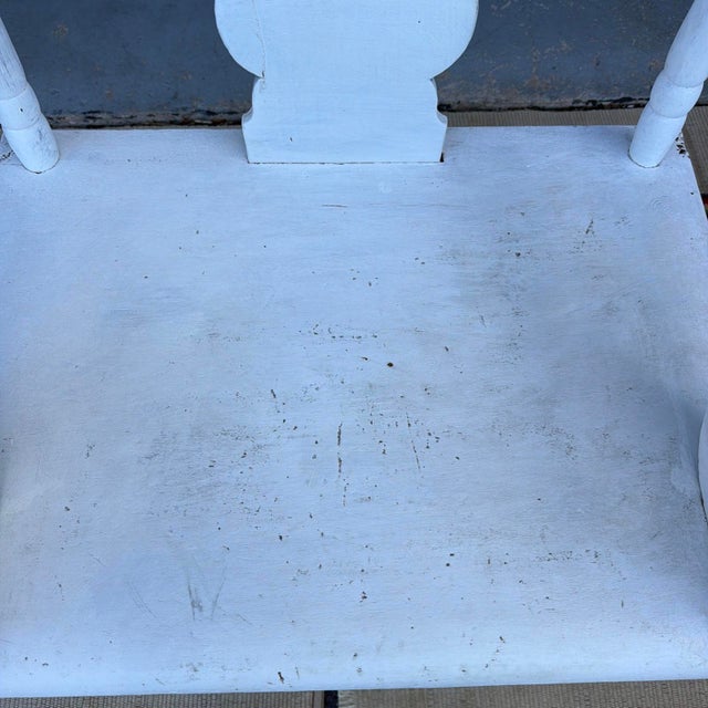 Antique White Painted Plank Seat Arm Chair, Pennsylvania, Circa 1860-1880 For Sale - Image 16 of 16