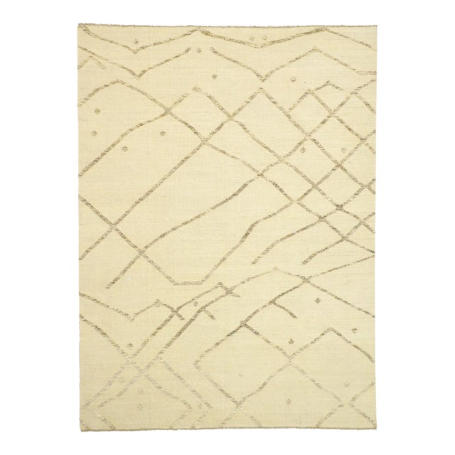 Moroccan Style Kilim Rug With Raised Design - 10'02 X 13'08 For Sale