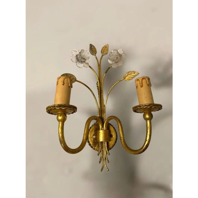 Italian Murano Glass Gold Gilded Sconces, Set of 3 For Sale - Image 4 of 9