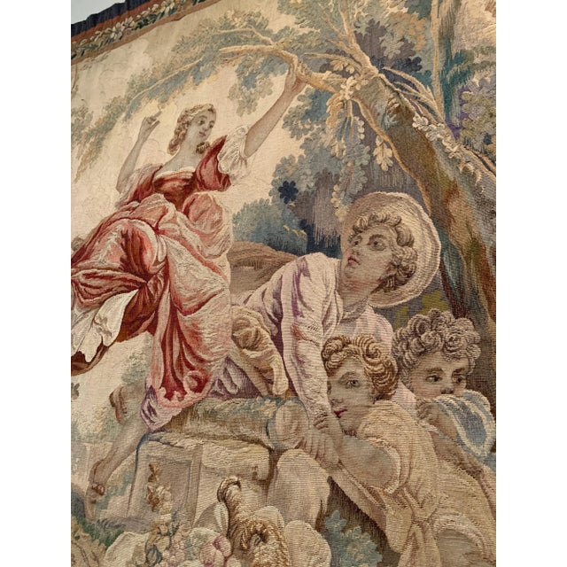 Rococo Antique 19th Century French Aubusson Rococo Tapestry For Sale - Image 3 of 7